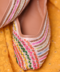 Royal Sapphire Hand-Embroidered Leather Jutti