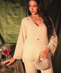 Ophelia Grey Suede Embellished Hobo Bag