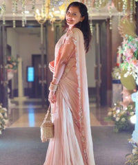 Ella Gold Georgette Handcrafted Bucket Bag