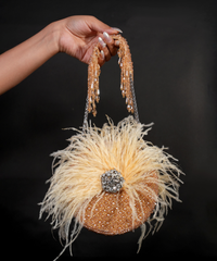 Kiraz Golden Suede Embellished Clutch