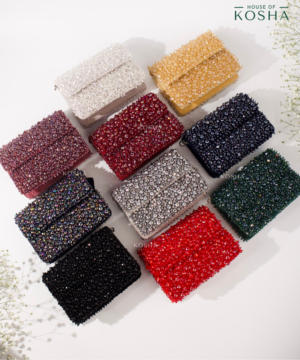 Kiyara Mauve Suede Crystal Embellished Mini Bag