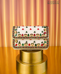 Noori Multicolor Suede Embellished Clutch