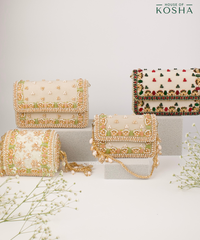 Noori Multicolor Suede Embellished Clutch