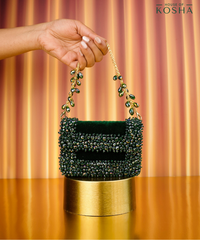 Elana Green Crystal Embellished Mini Bag