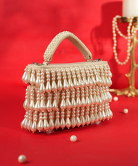 Zarah Ivory Pearl Embellished Vanity Bag