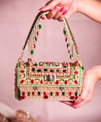Noor Multi-Colour Suede Embellished Hand Bag
