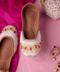 Jewel-toned Hand-Embroidered Leather Jutti