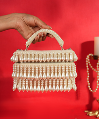 Zarah Ivory Pearl Embellished Vanity Bag