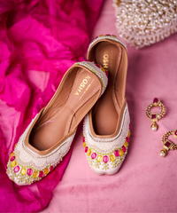 Jewel-toned Hand-Embroidered Leather Jutti