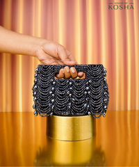 Amyra Navy Blue Suede Handcrafted Clutch