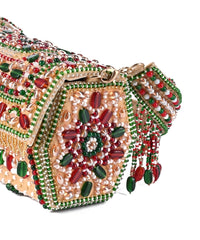 Noor Multi-Colour Suede Embellished Hand Bag