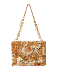 Amna Gold Suede Embellished Clutch