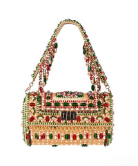 Noor Multi-Colour Suede Embellished Hand Bag