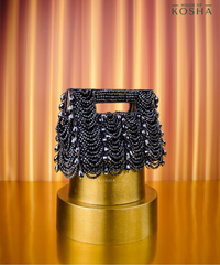 Amyra Navy Blue Suede Handcrafted Clutch