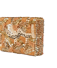 Amna Gold Suede Embellished Clutch