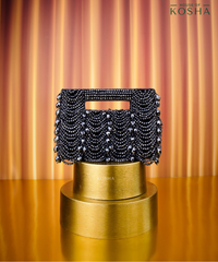 Amyra Navy Blue Suede Handcrafted Clutch