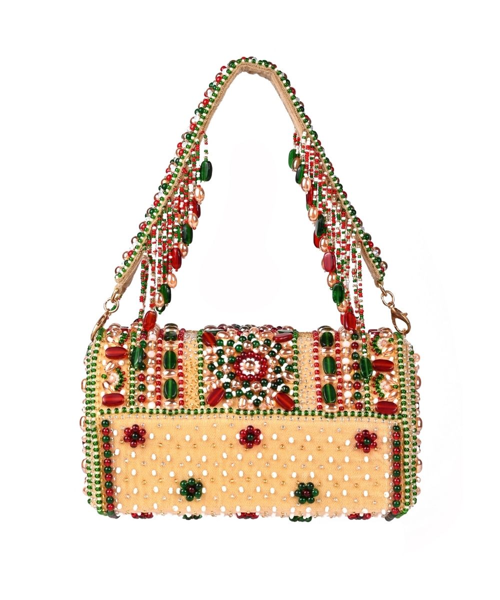 Noor Multi-Colour Suede Embellished Hand Bag