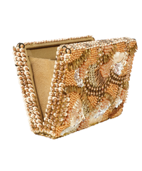 Amna Gold Suede Embellished Clutch