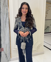 Mia Silver Georgette Embellished Mini Cylinder Bag