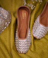 Crystal Cascade Hand-Embroidered Leather Jutti