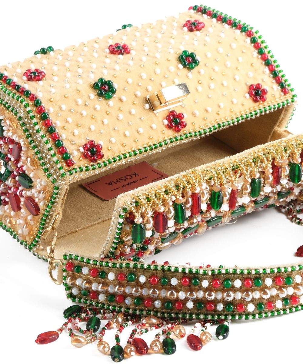 Noor Multi-Colour Suede Embellished Hand Bag