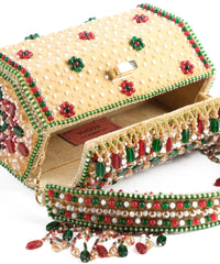 Noor Multi-Colour Suede Embellished Hand Bag