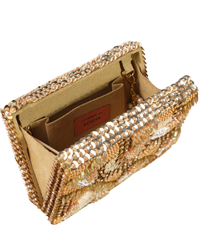 Amna Gold Suede Embellished Clutch