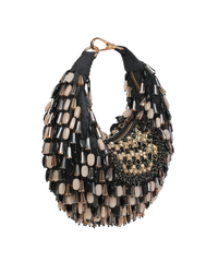 Alara Black Pastel Suede Embellished Hobo Bag