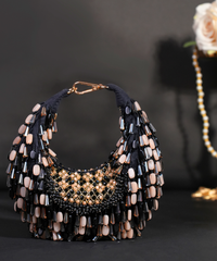 Alara Black Pastel Suede Embellished Hobo Bag