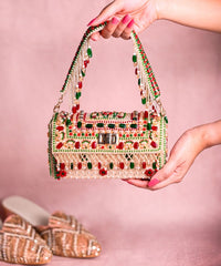 Noor Multi-Colour Suede Embellished Hand Bag