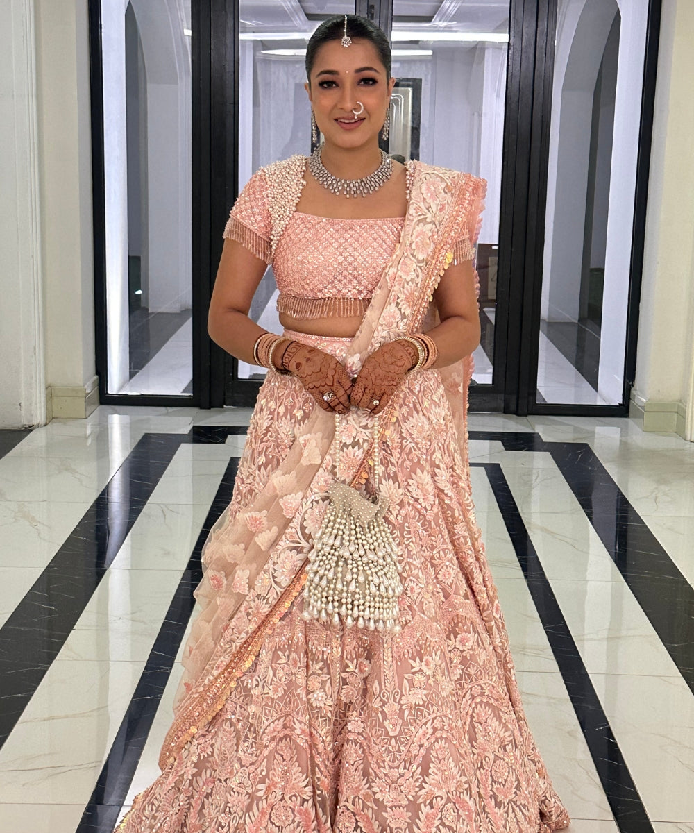 Zarah Ivory Pearl Suede Bucket Bag