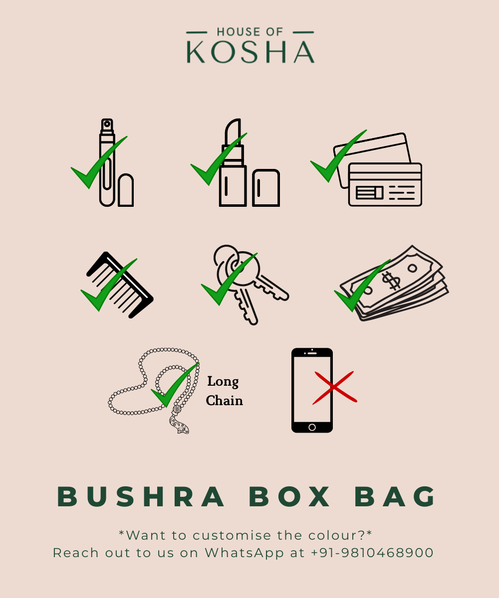 Bushra Green Suede Handcrafted Box Bag