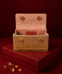 Myra Gold Georgette Crystal Embellished Mini Bag