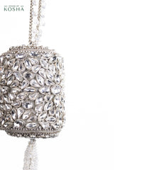 Mia Silver Georgette Embellished Mini Cylinder Bag