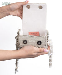 Mia Silver Georgette Embellished Mini Cylinder Bag