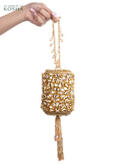 Mia Gold Georgette Embellished Mini Cylinder Bag