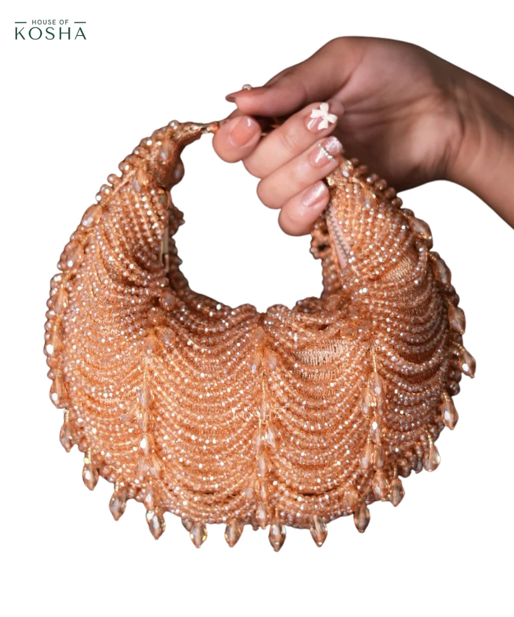 Liona Gold Georgette Embellished Hobo Bag