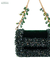 Elana Green Crystal Embellished Mini Bag