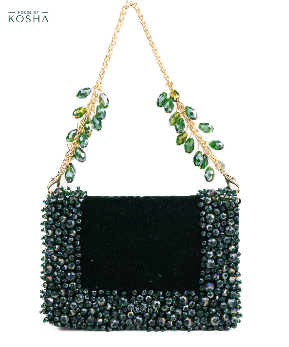 Elana Green Crystal Embellished Mini Bag