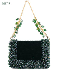 Elana Green Crystal Embellished Mini Bag