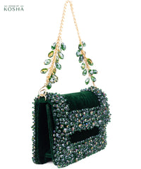 Elana Green Crystal Embellished Mini Bag