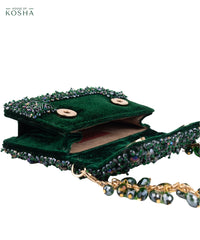 Elana Green Crystal Embellished Mini Bag