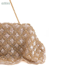 Grace Gold Suede Embellished Clutch