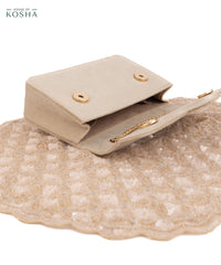 Grace Gold Suede Embellished Clutch