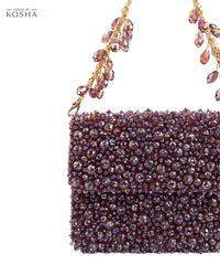 Kiyara Mauve Suede Crystal Embellished Mini Bag