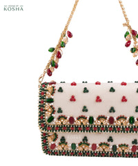 Noori Multicolor Suede Embellished Clutch