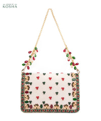 Noori Multicolor Suede Embellished Clutch