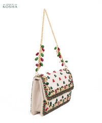 Noori Multicolor Suede Embellished Clutch