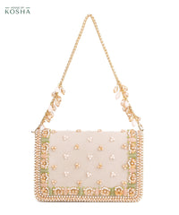 Noori Pastel Suede Embellished Clutch