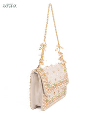 Noori Pastel Suede Embellished Clutch